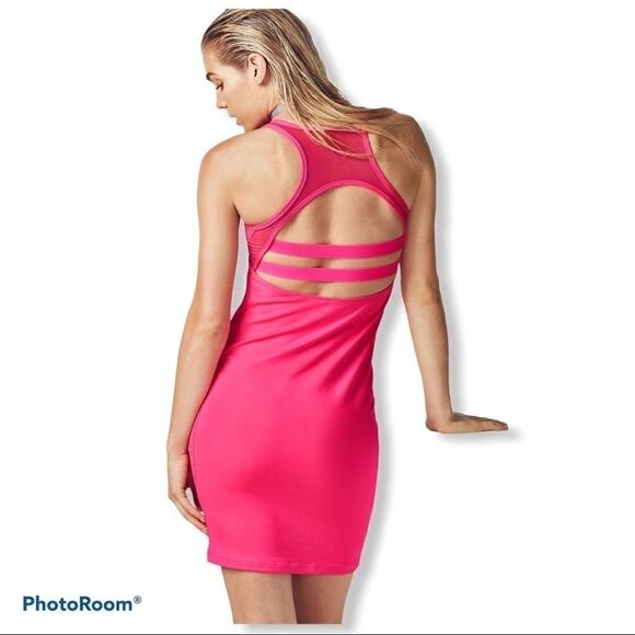 Fabletics Dresses & Skirts - Fabletics Hot Pink Tropez Racerback Strappy Resortwear Athletic Dress Size M